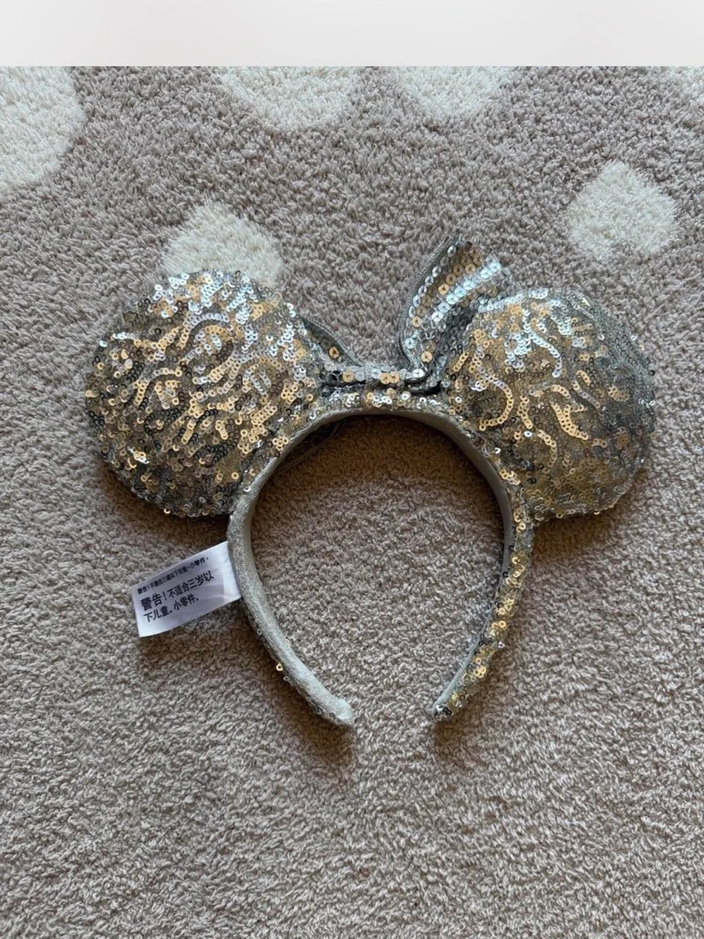 Disney Parks Silver Sequin Minnie Ears Headband
